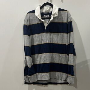 Lands' End Navy and Gray Striped Men's Shirt